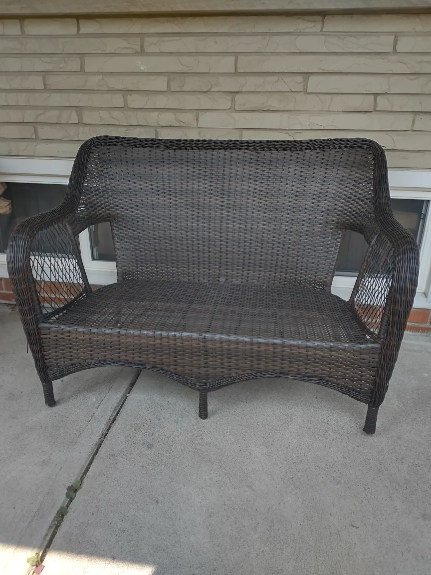 Wicker Outdoor Bench with Cushions image indicator(2)