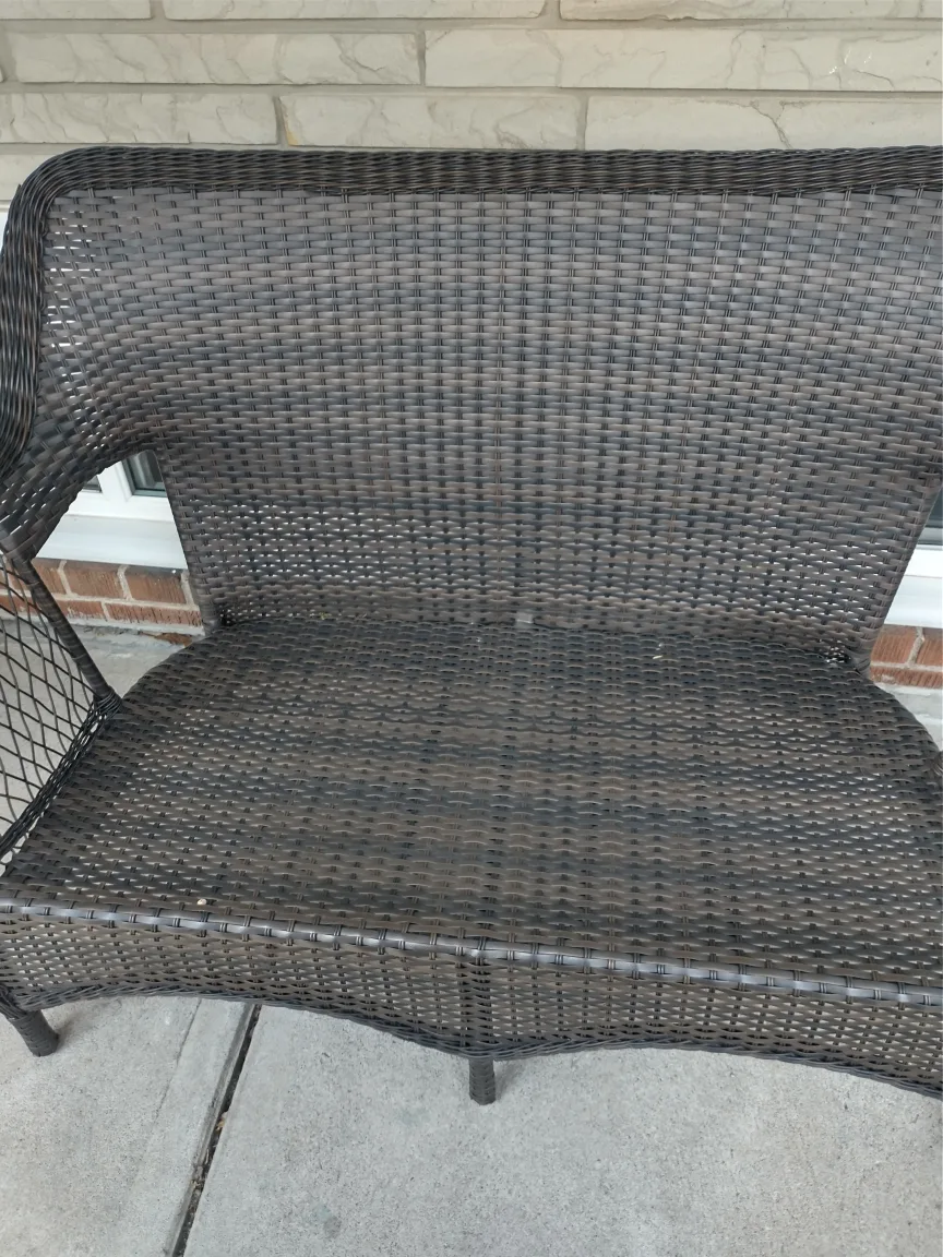 Wicker Outdoor Bench with Cushions image indicator(4)