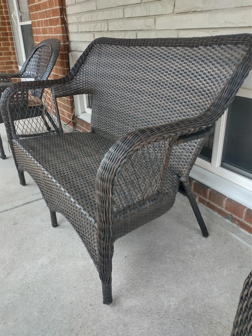 Wicker Outdoor Bench with Cushions image indicator(5)