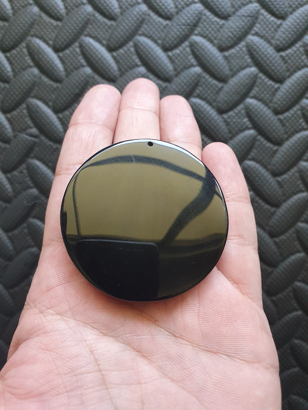 Round Obsidian Pendant Dragon and Phoenix - photo 2