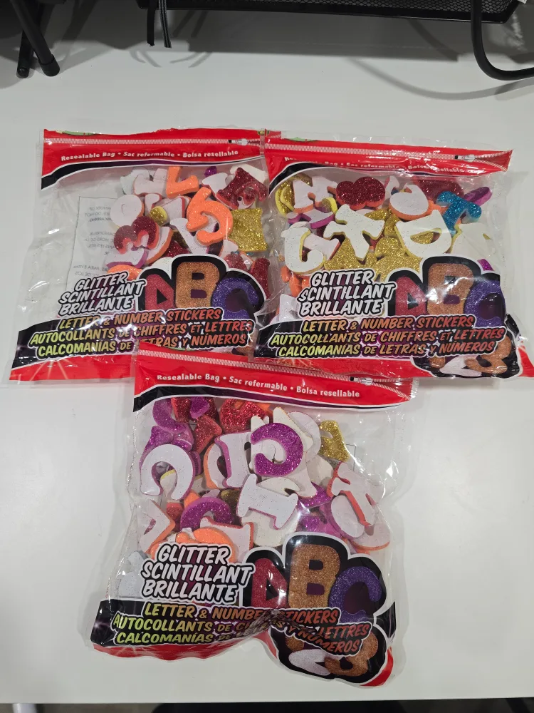 Letters & Numbers Glitter Stickers x3 bags thumbnail