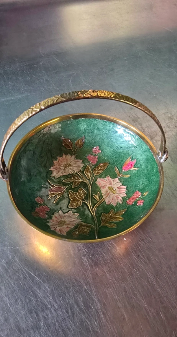 Vintage Floral Candle Holder with brass bowl - photo 5