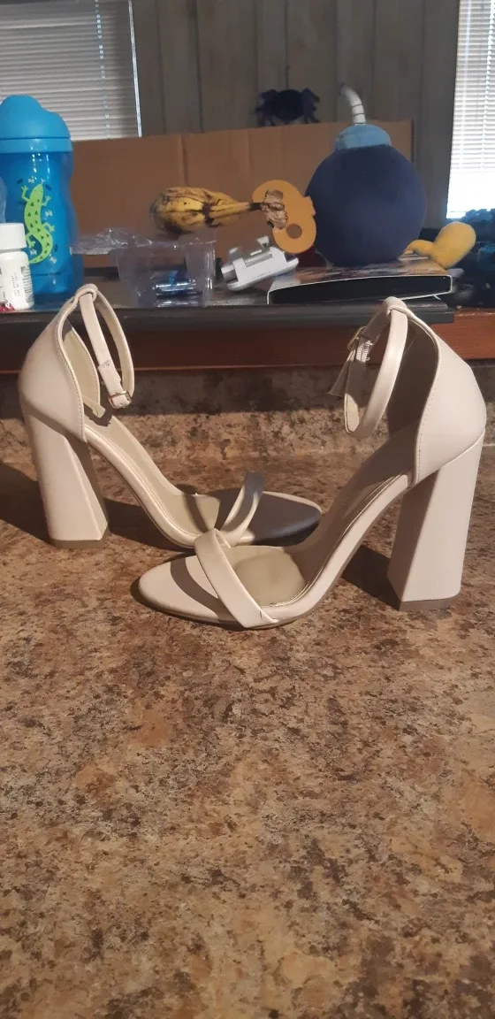 pink/peach Ankle Strap Heels thumbnail