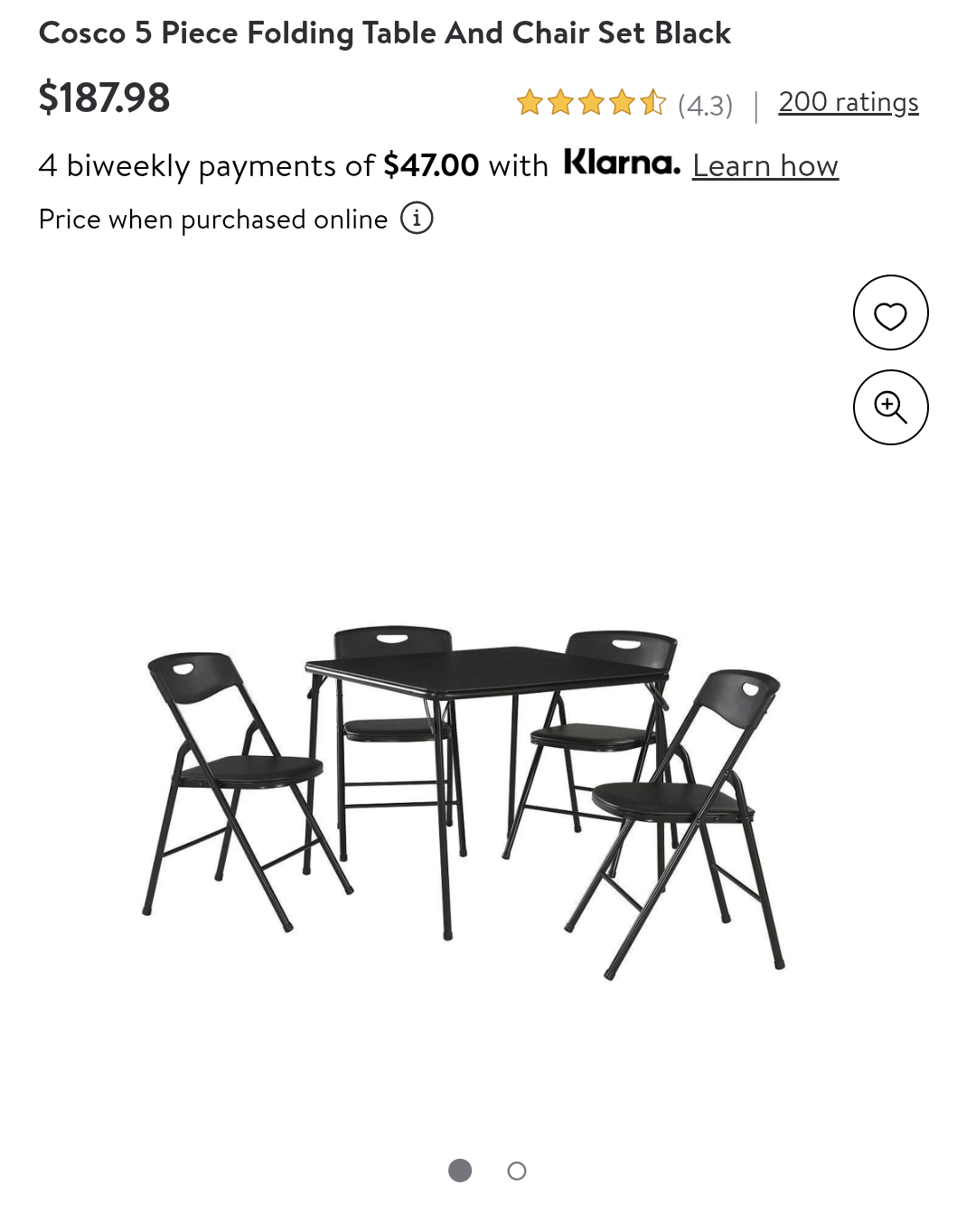 Cosco 5-Piece Folding Table and Chair Set - Black - photo 3