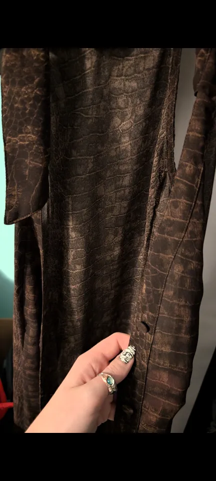 Chocolate Croc Print Chiffon Maxi Dress image indicator(5)