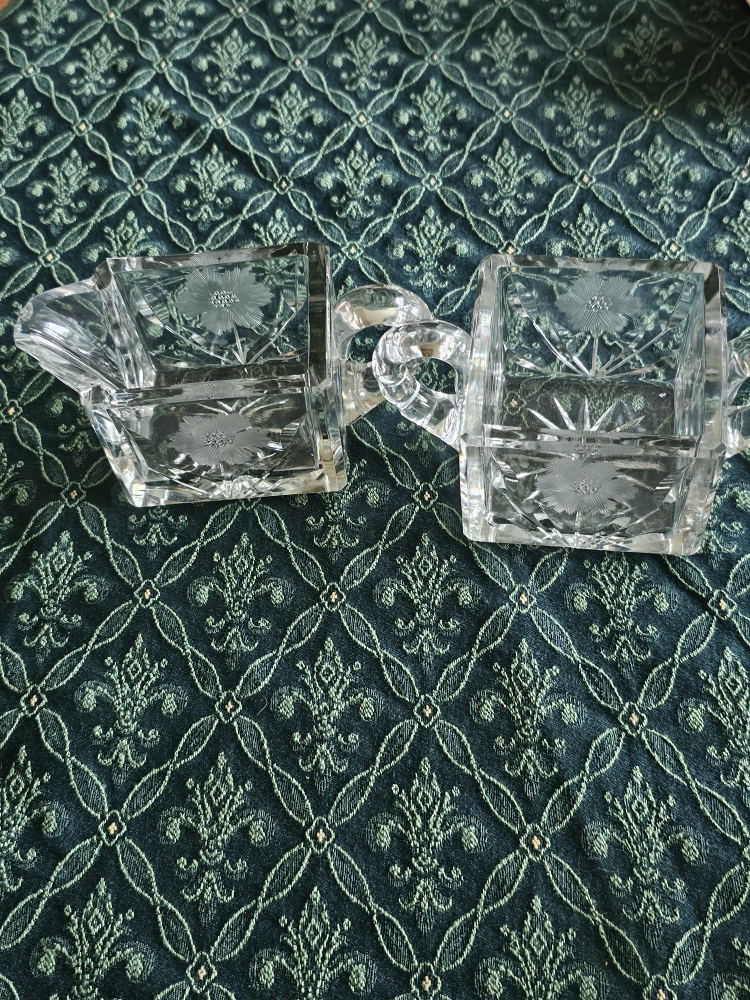 Etched Cristal Cream and Sugar Set