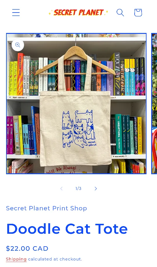 BNWT Secret Planet tote bag image indicator(2)
