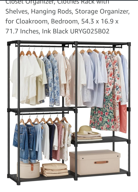 Clothes Rack with Shelves, Hanging Rods - photo 3