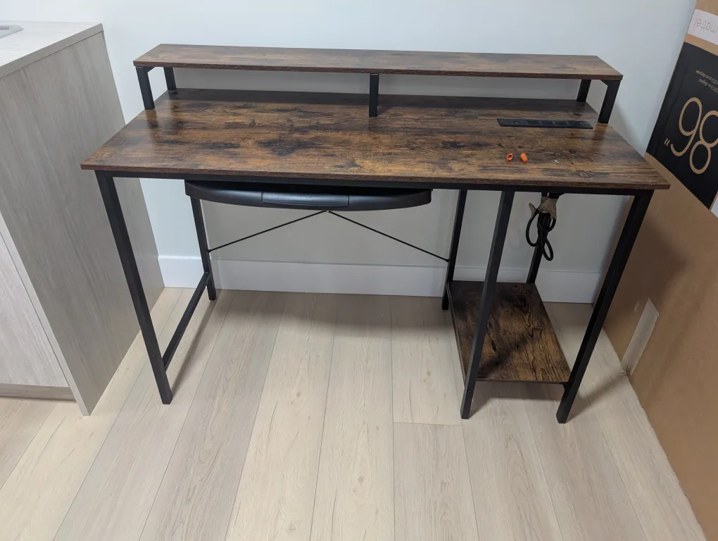 Rustic Brown Computer Desk with Shelf image indicator(2)