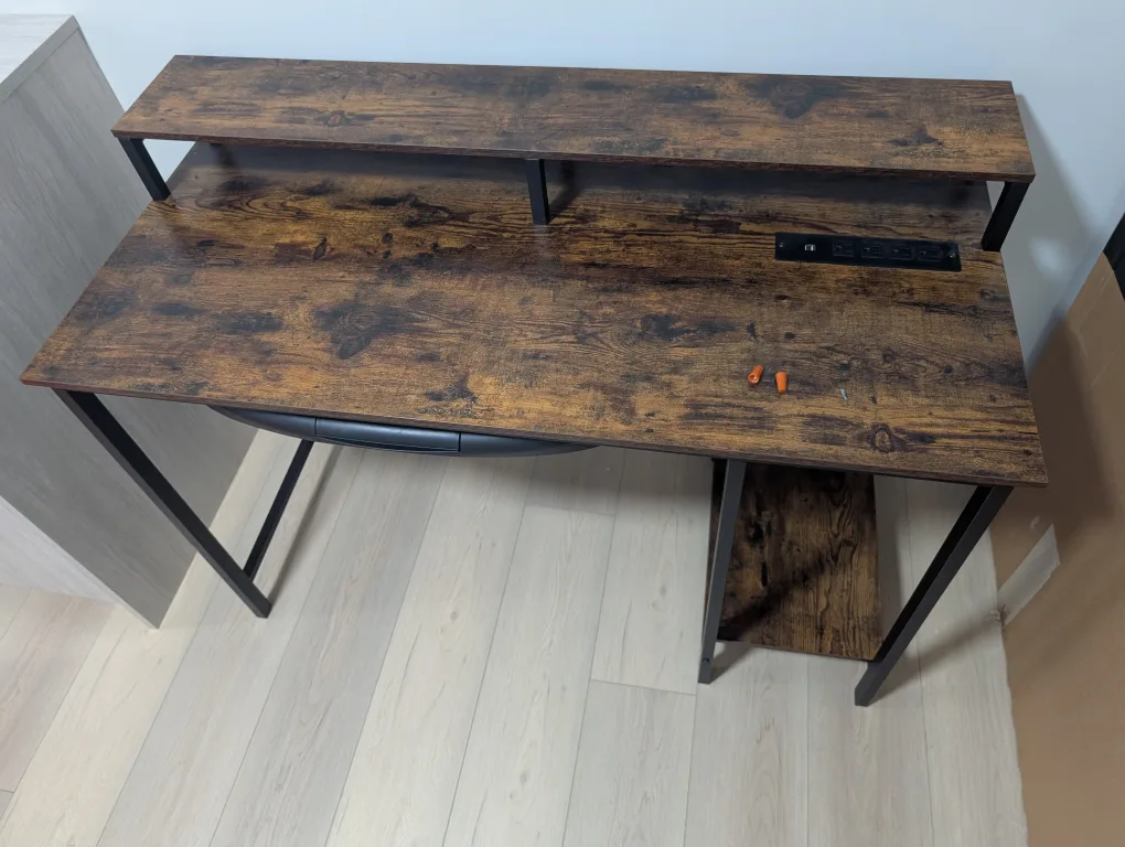 Rustic Brown Computer Desk with Shelf image indicator(3)