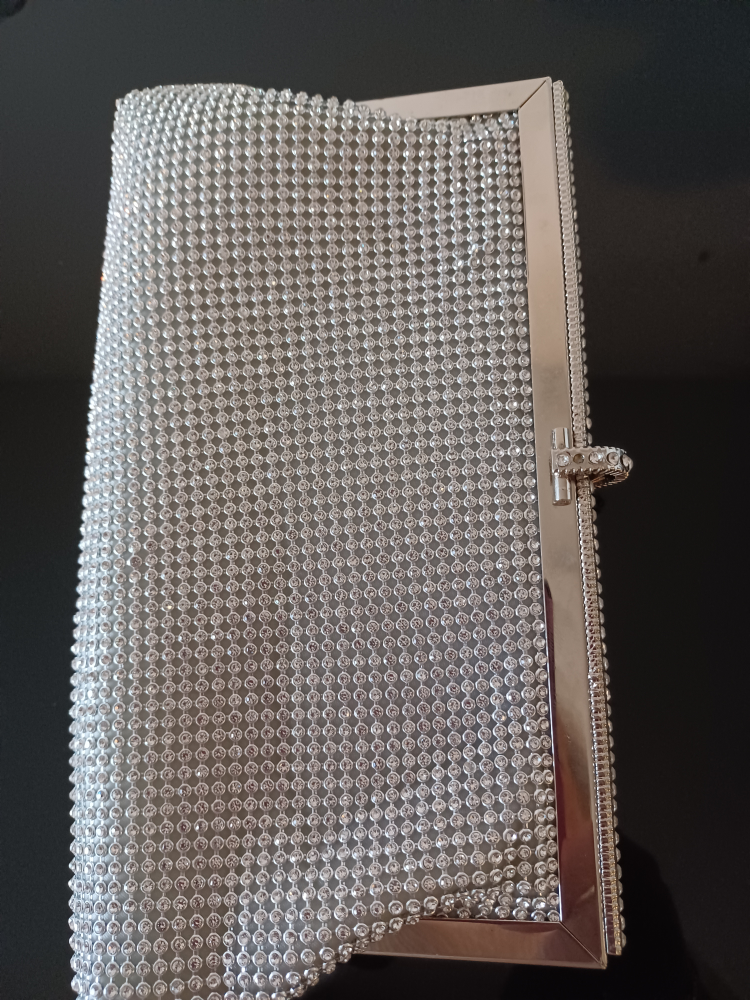 Silver Rhinestone Clutch Purse