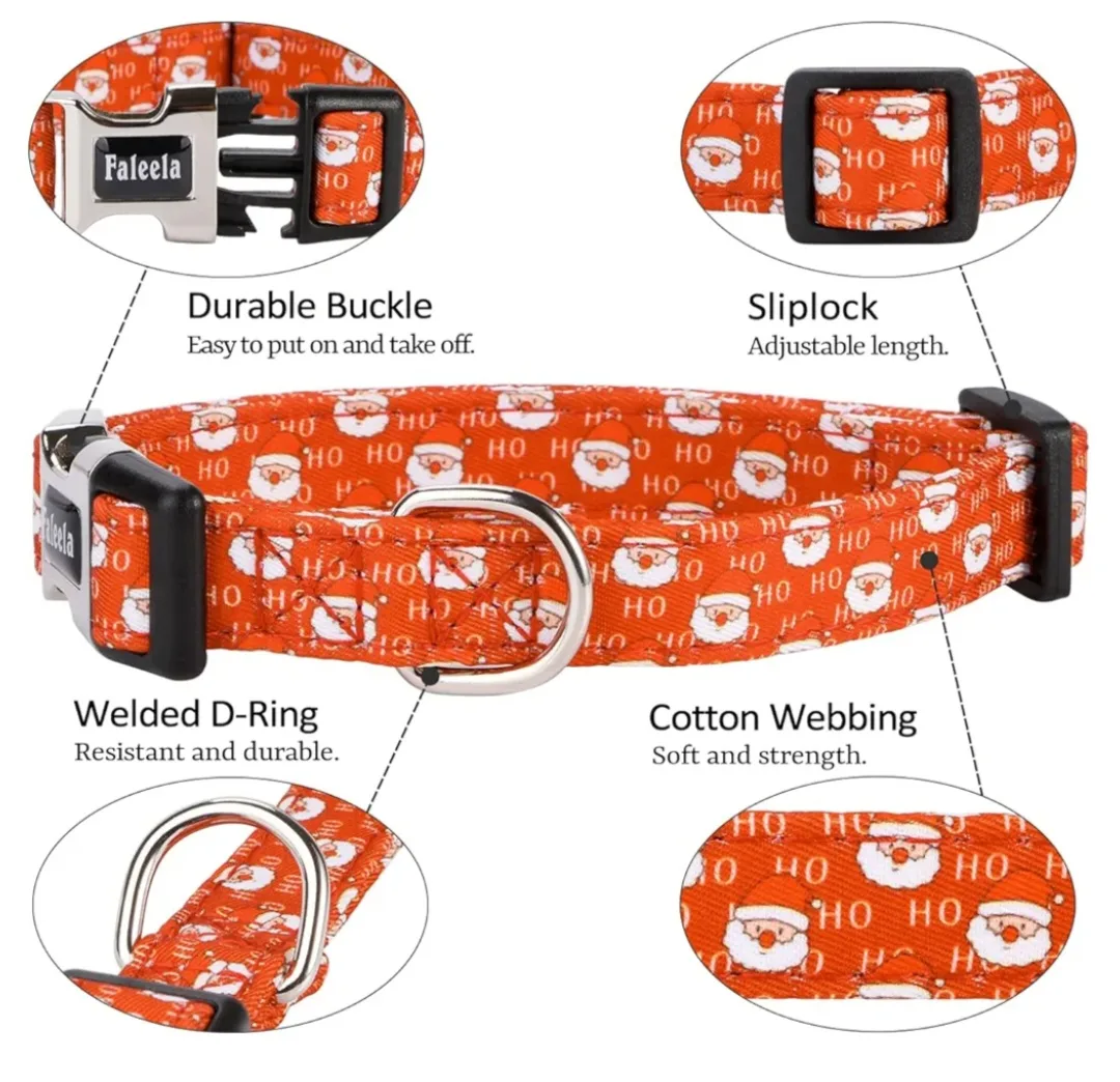 Christmas-themed Dog Collar & Bow Tie Set - Size L image indicator(6)