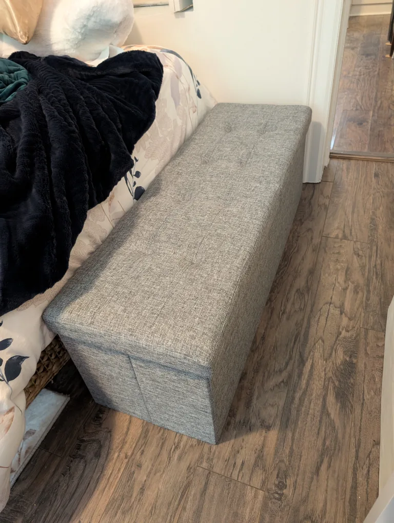 Grey Storage Ottoman Bench (Collapsible) thumbnail
