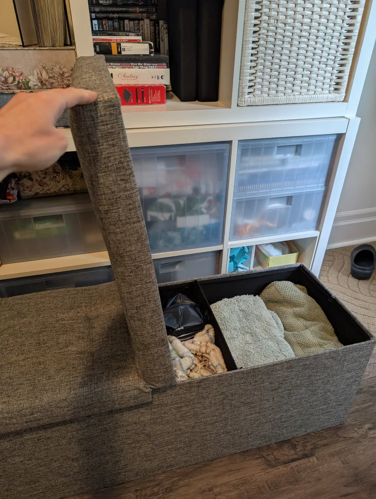 Grey Storage Ottoman Bench (Collapsible) image indicator(2)