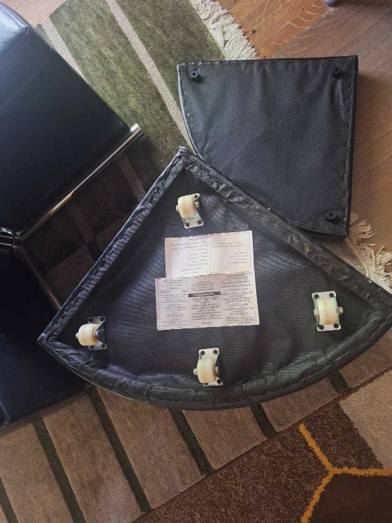 Round Dining Table Set + 4 Ottomans with wheels & storage space image indicator(5)