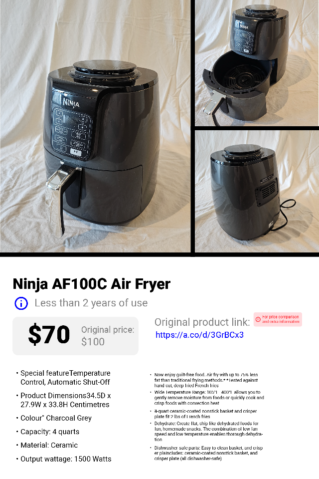 Ninja AF100C Air Fryer - Charcoal Grey - photo 4