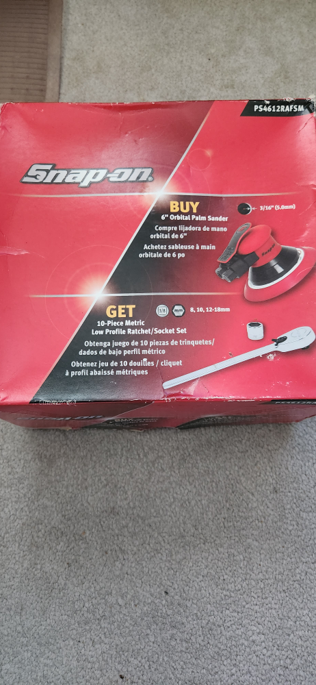 Snap-on 6" Orbital Palm Sander + 10-Piece Metric Set