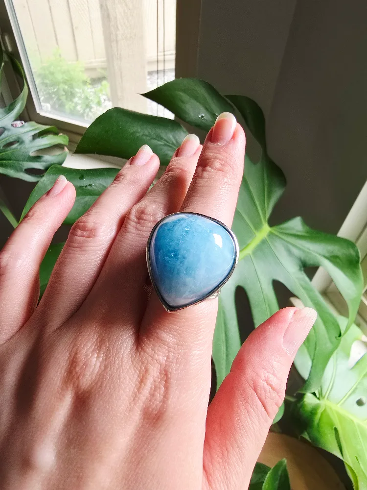 New Aquamarine natural 925 sterling silver ring image indicator(6)