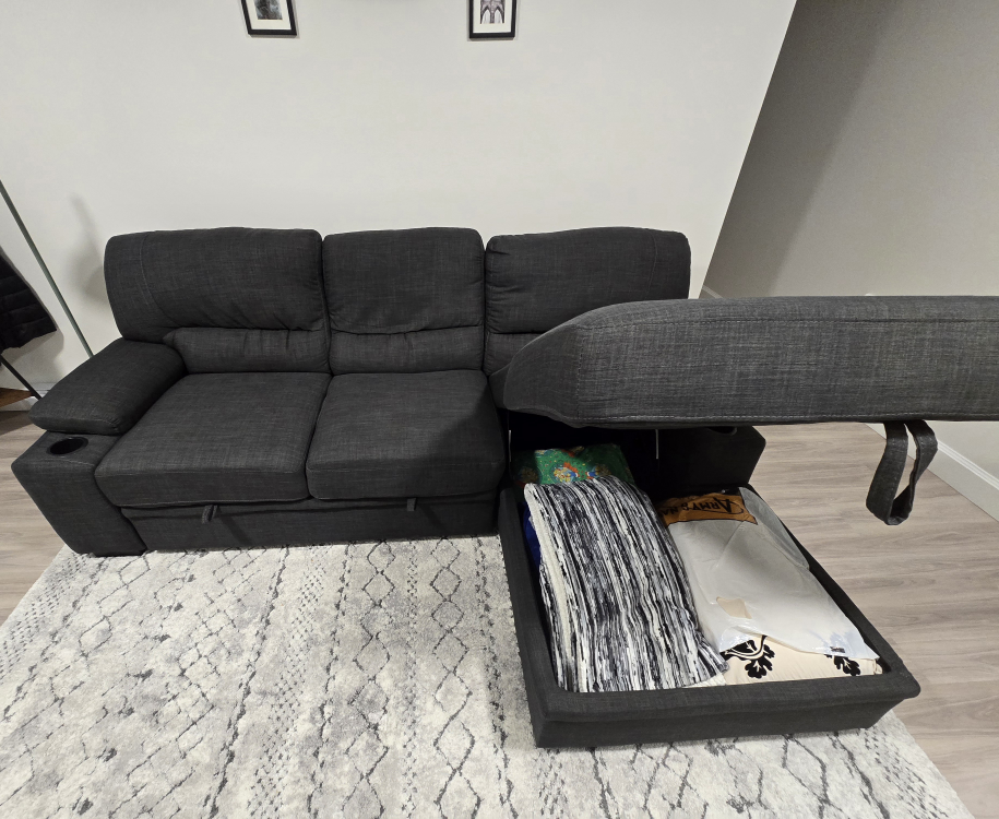 Dark Grey Sectional Sofa Bed with storage - photo 4