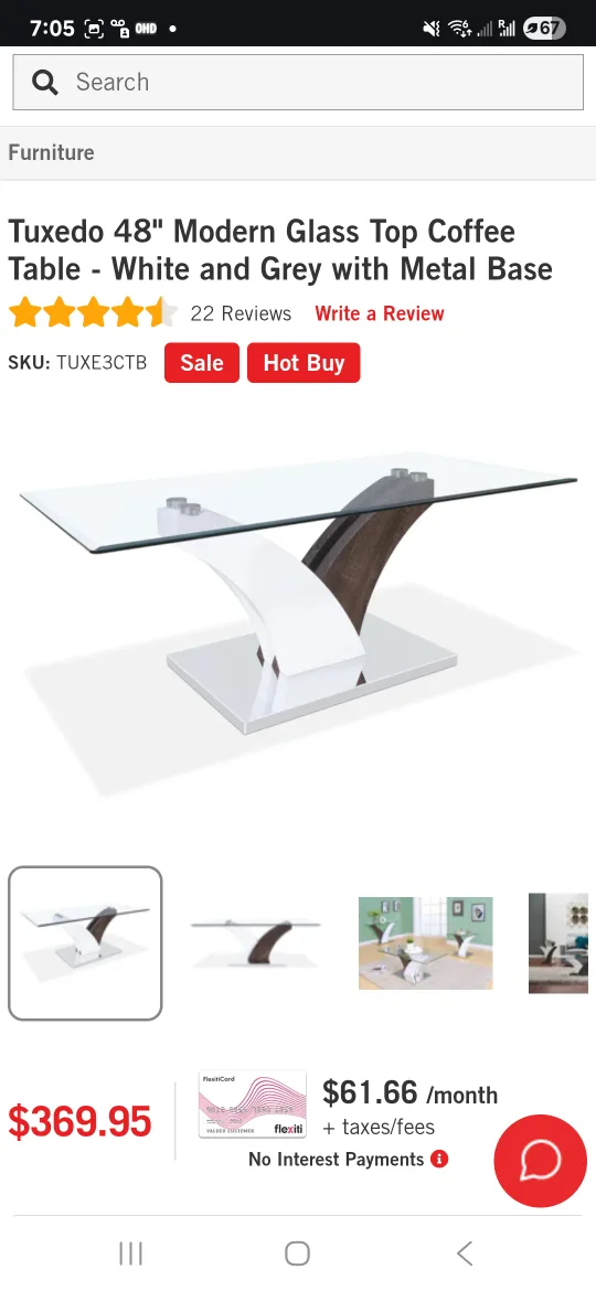 Modern Glass Top Coffee Table image indicator(2)