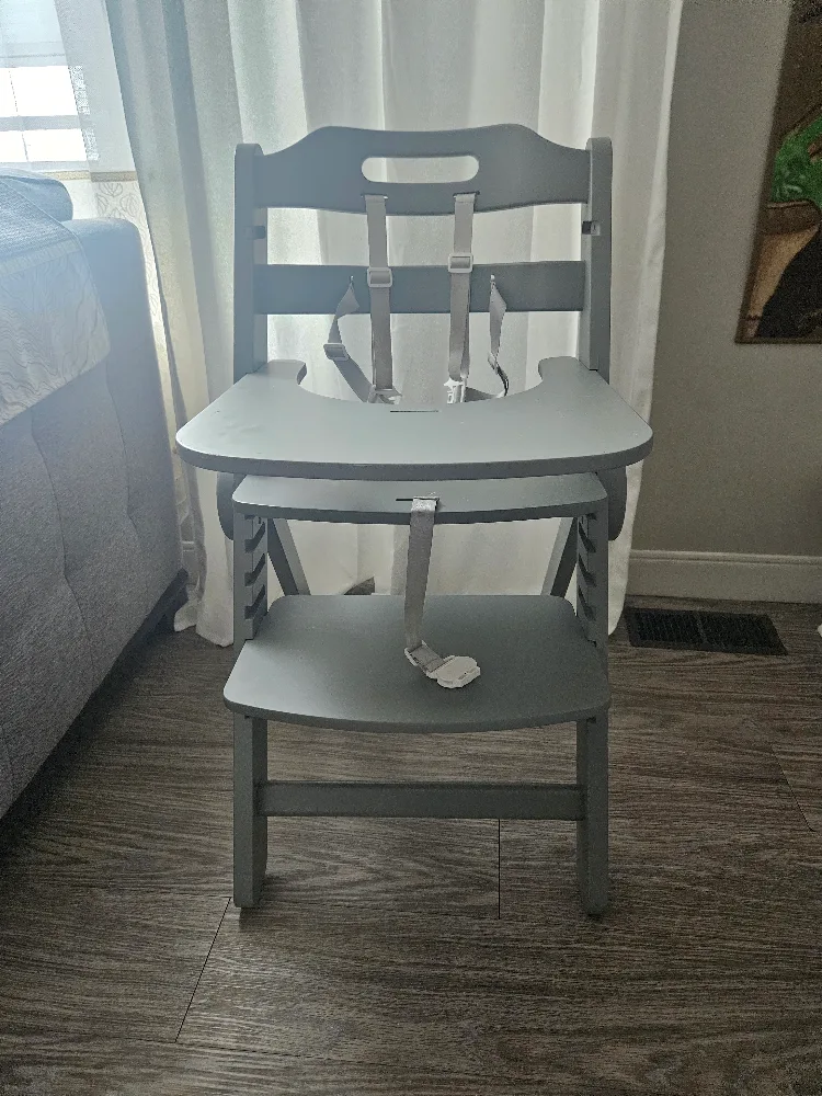 Grey wooden high chair thumbnail