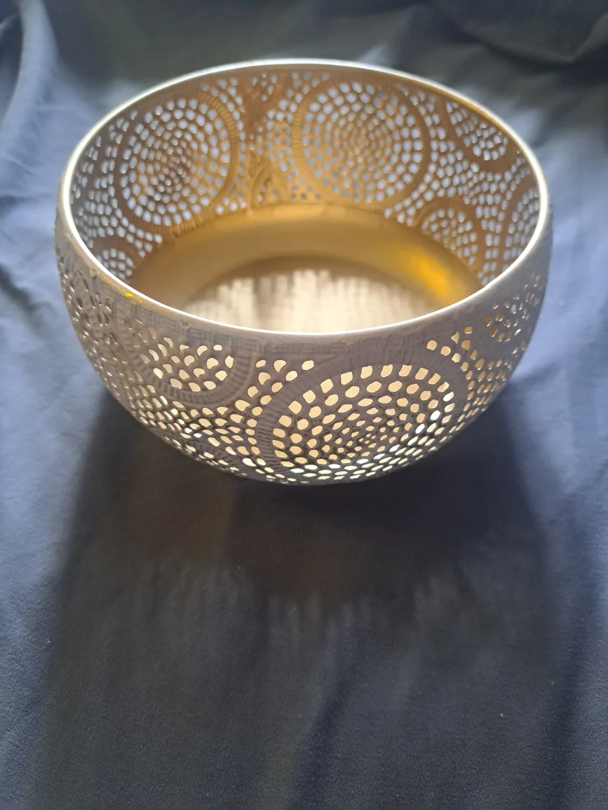 Decorative Gold & Rose Metal Bowl thumbnail