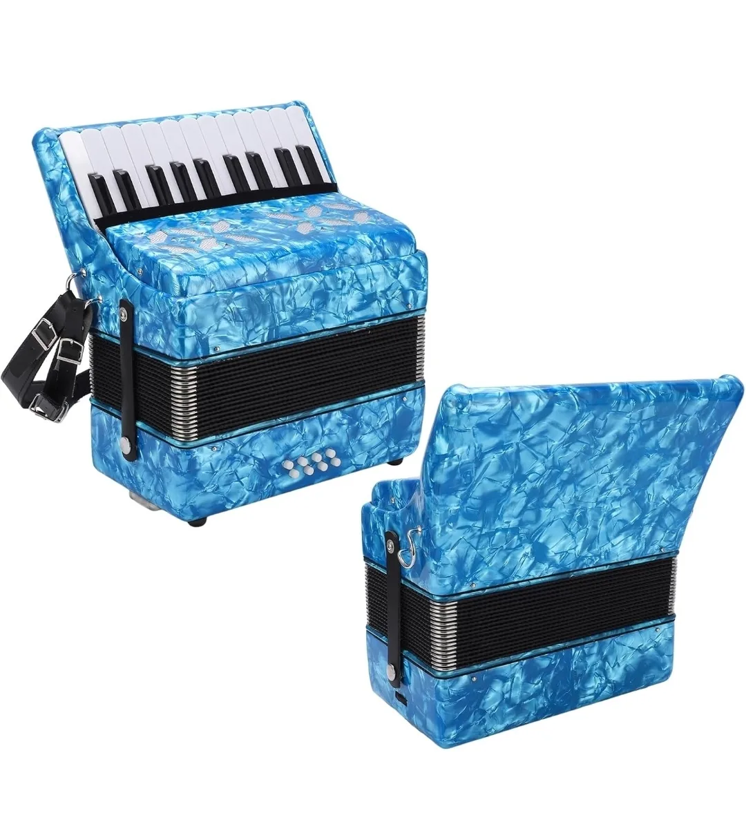 22-Key 8-Bass Accordion – Pearl Blue w/ Adjustable Straps image indicator(7)