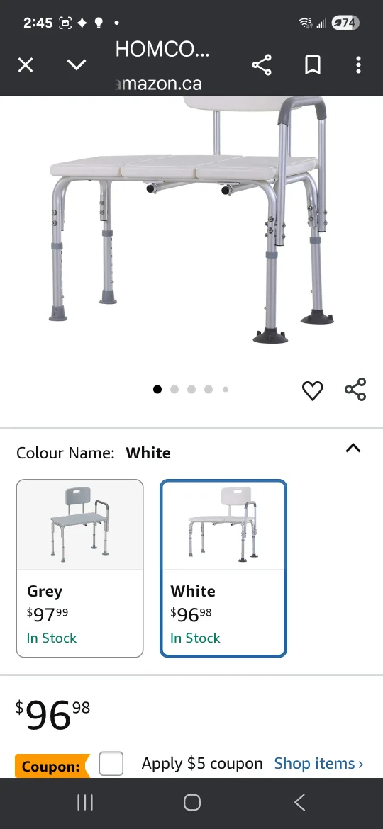 Medical Shower Chair. THERAPY Bath Tub Transfer seat image indicator(4)