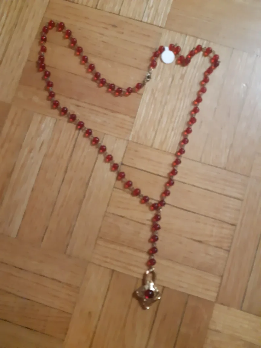 Red Beaded Necklace with Pendant #freecycle thumbnail