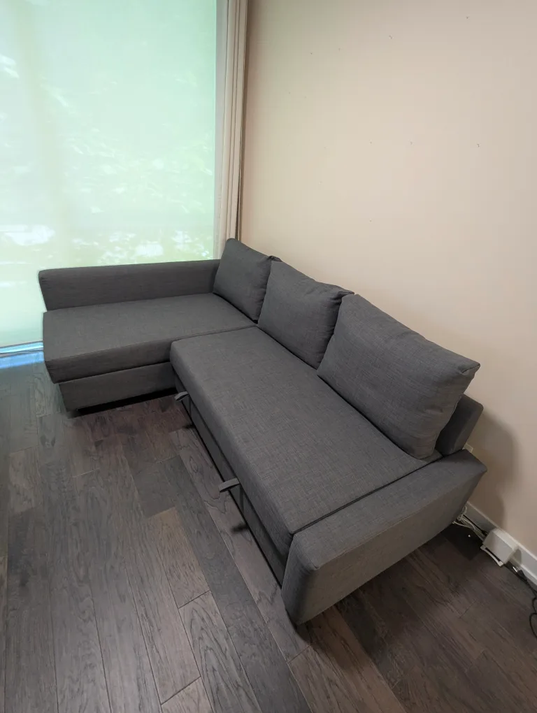IKEA Friheten Sleeper Sectional Sofa (Grey) with Mattress Topper thumbnail