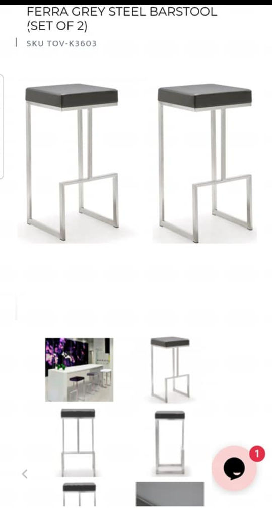 (4) Grey steel barstool