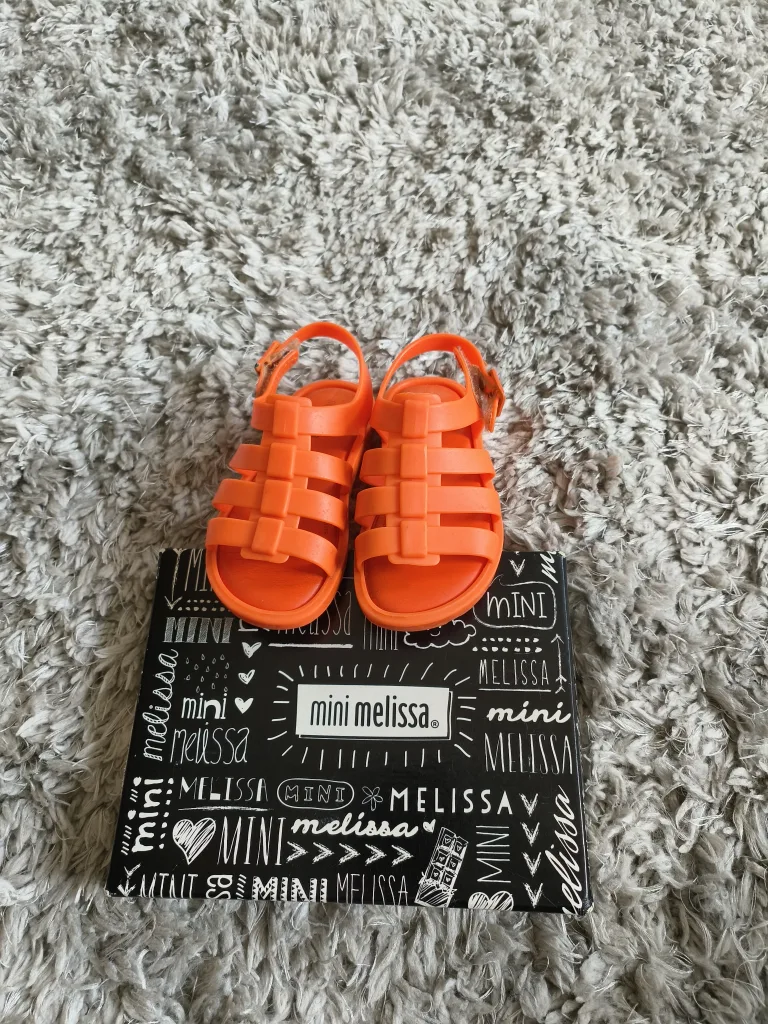 Mini Melissa Flox Neon Orange Sandals - Size 8 thumbnail