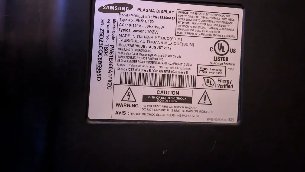 Samsung PN51E450A1F 51" Plasma TV image indicator(2)