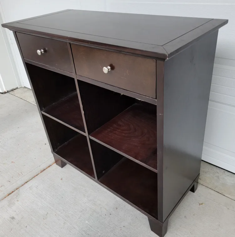 Dark Brown Wood Cabinet with Drawers thumbnail