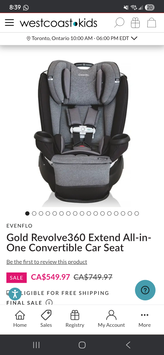 BNIB Evenflo Revolve360 Extend All-in-One Convertible Car Seat