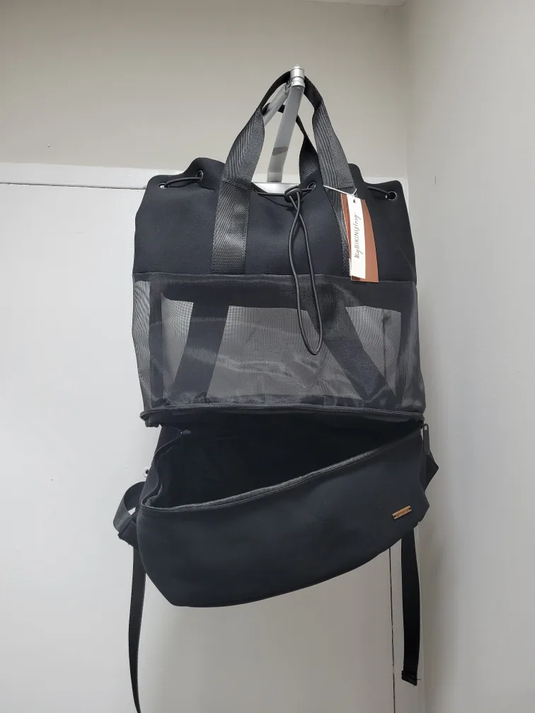 Black Backpack with Mesh Detailing image indicator(9)