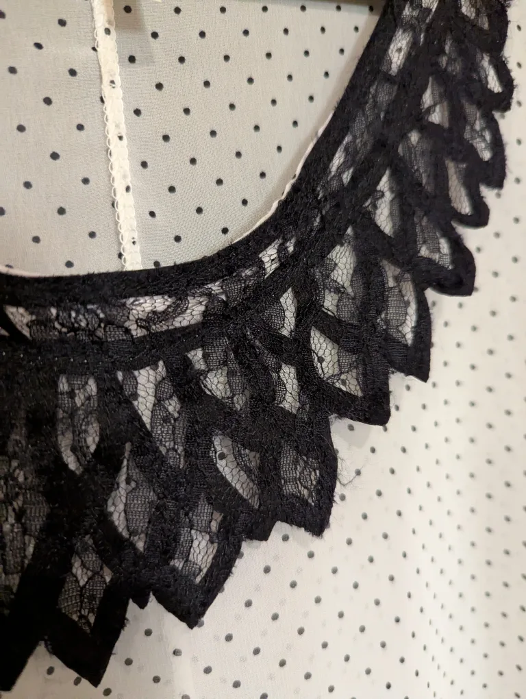 White dotted swimsuit cover-up with lace image indicator(2)