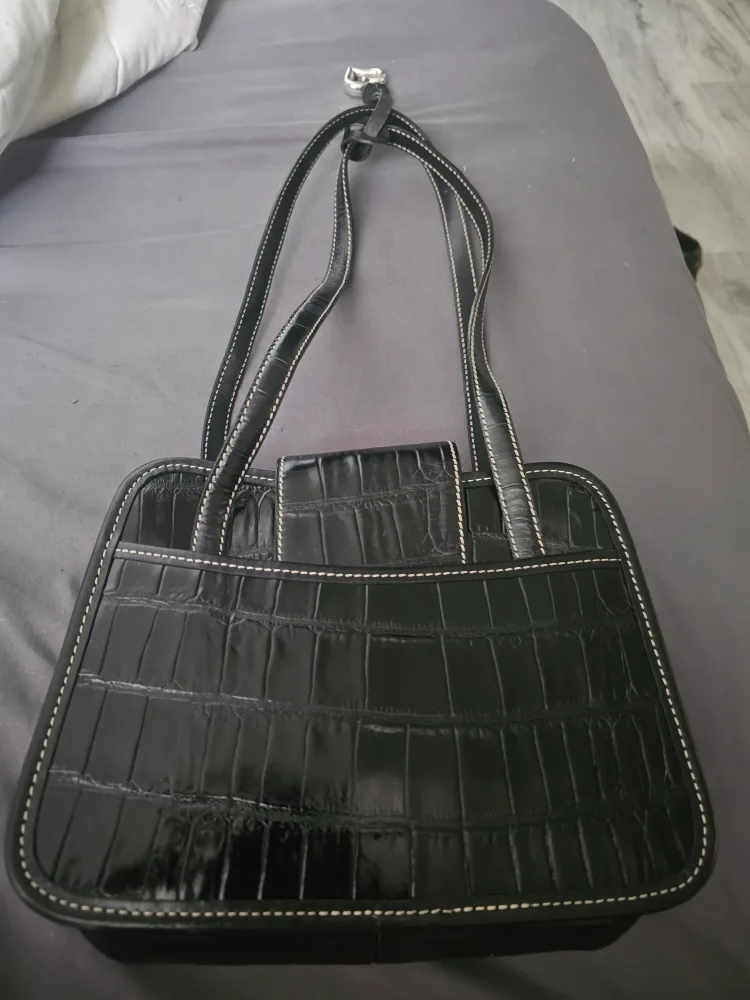 Brighton Black Croc Embossed Leather Handbag image indicator(3)