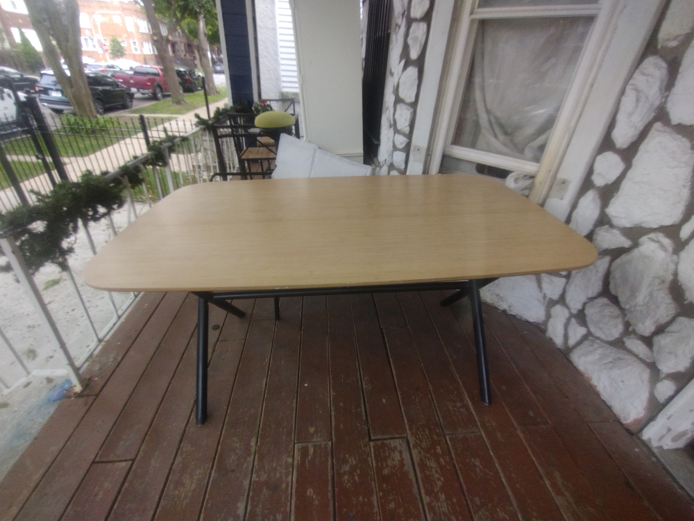 Wooden Table with black frame - photo 2