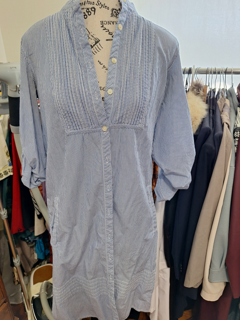 Striped Button-Up Tunic Dress Gap - photo 4