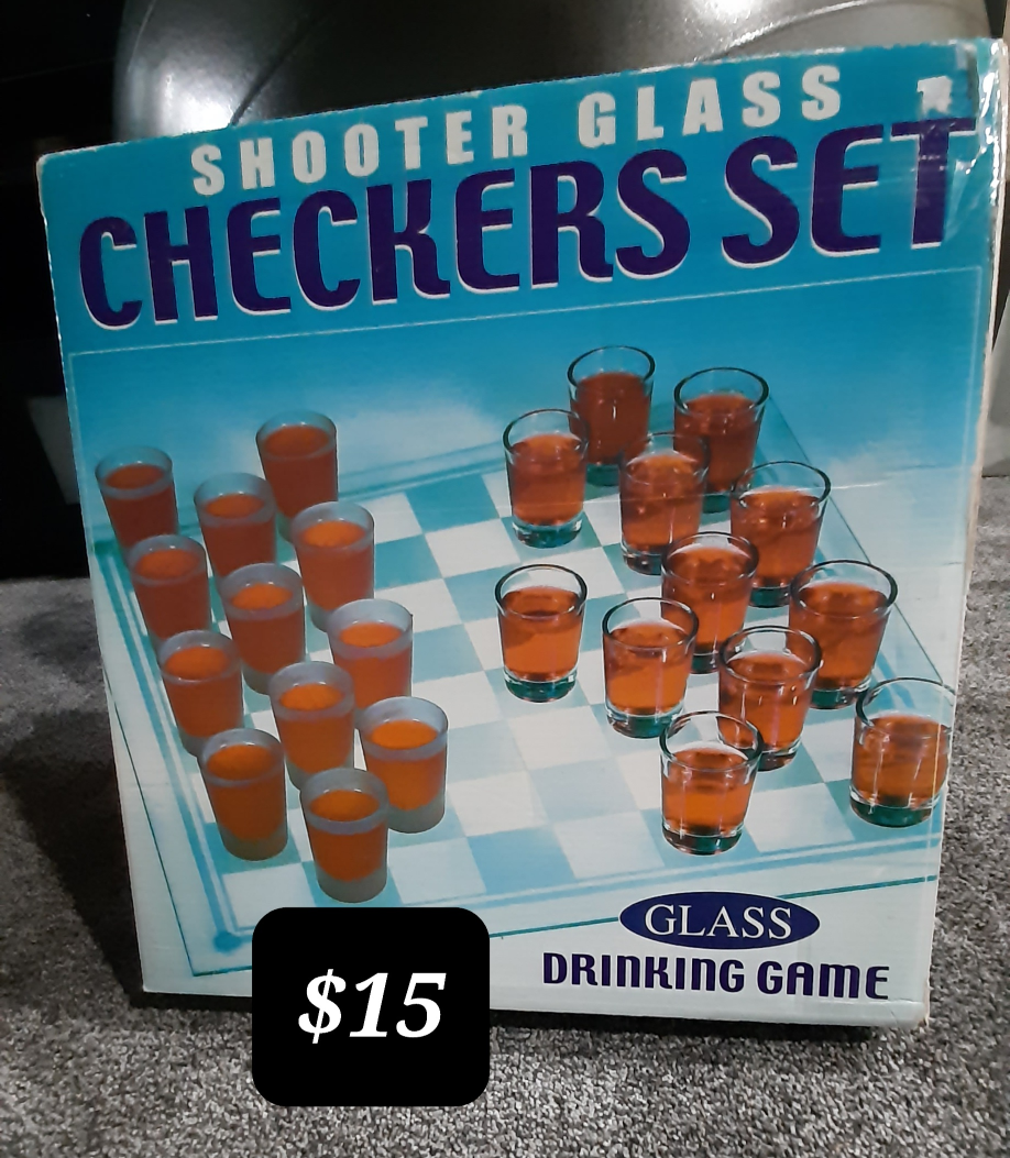 Shooter Glass Checkers Set - Glass Drinking Game
