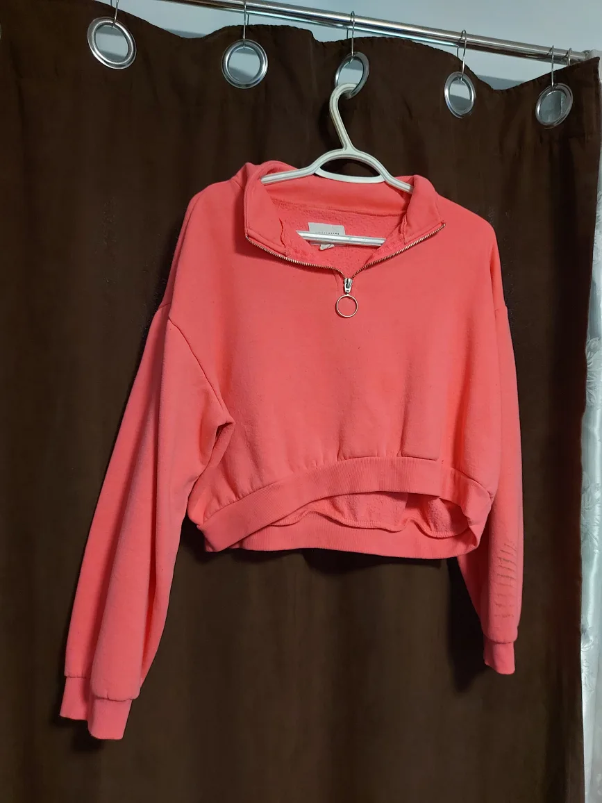 Pink Quarter-Zip Cropped Sweatshirt thumbnail