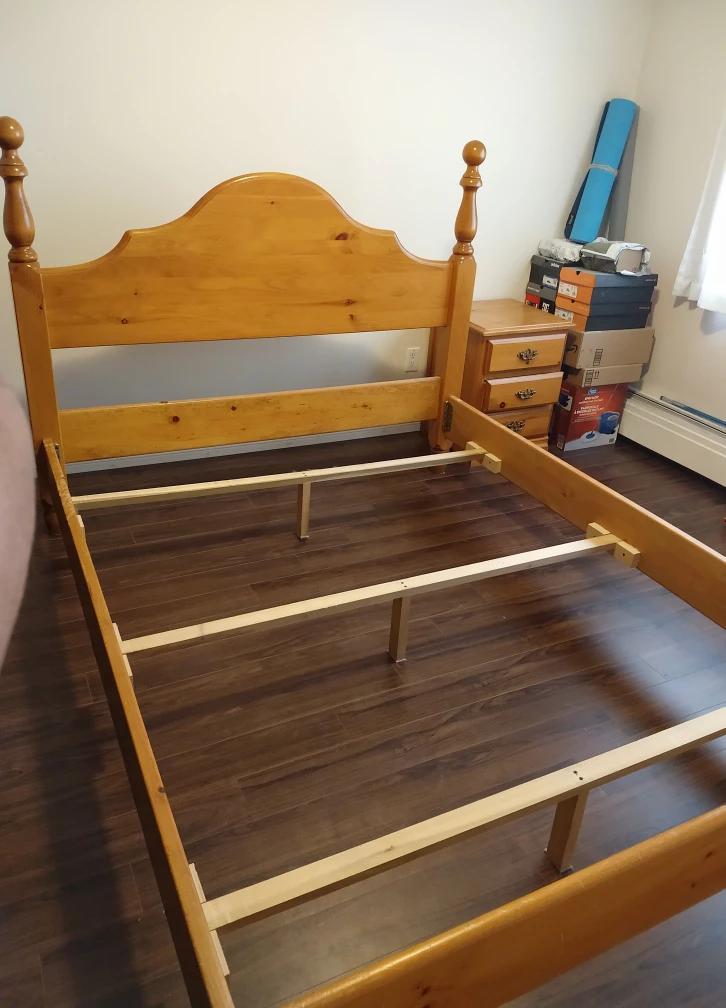 Wooden Bed Frame with Box and 2 Nightstands - photo 2