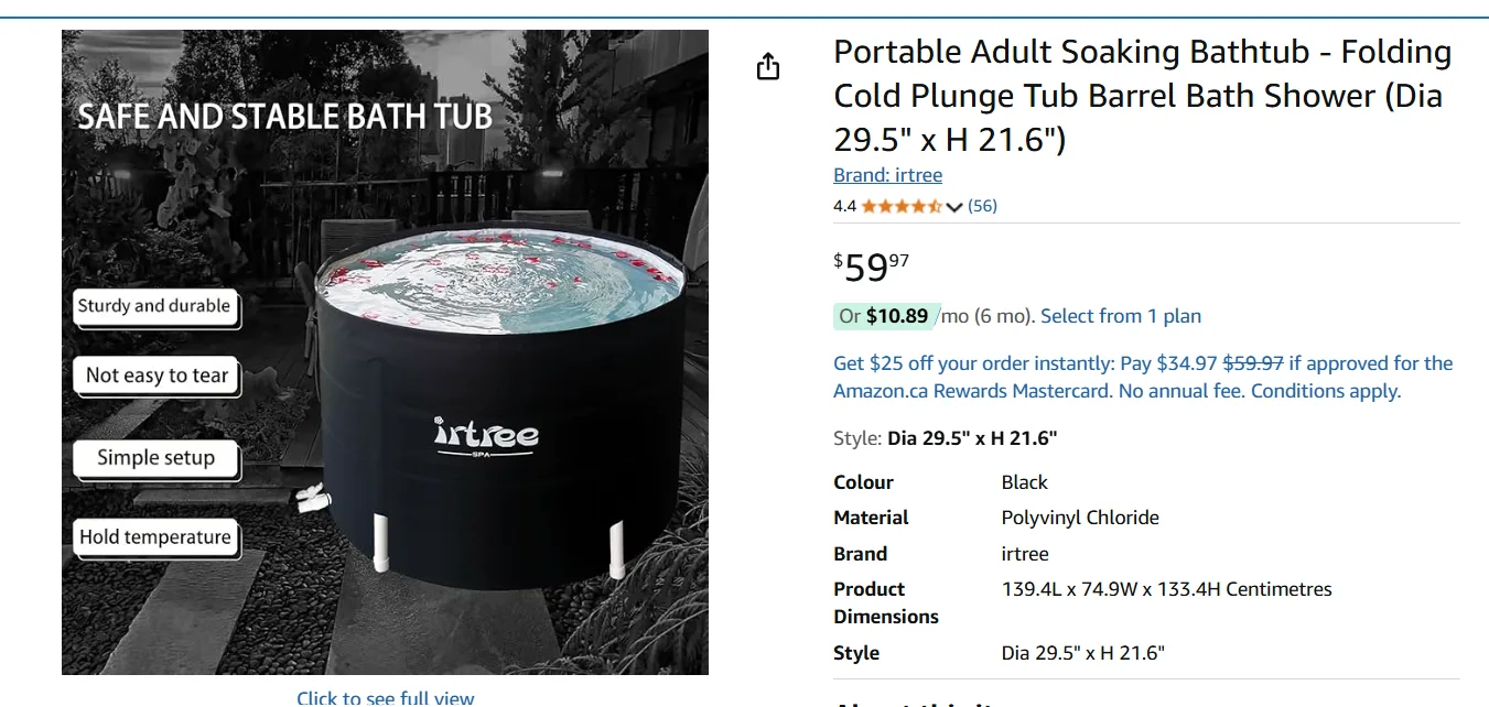 Irtree Portable Adult Soaking Bathtub thumbnail