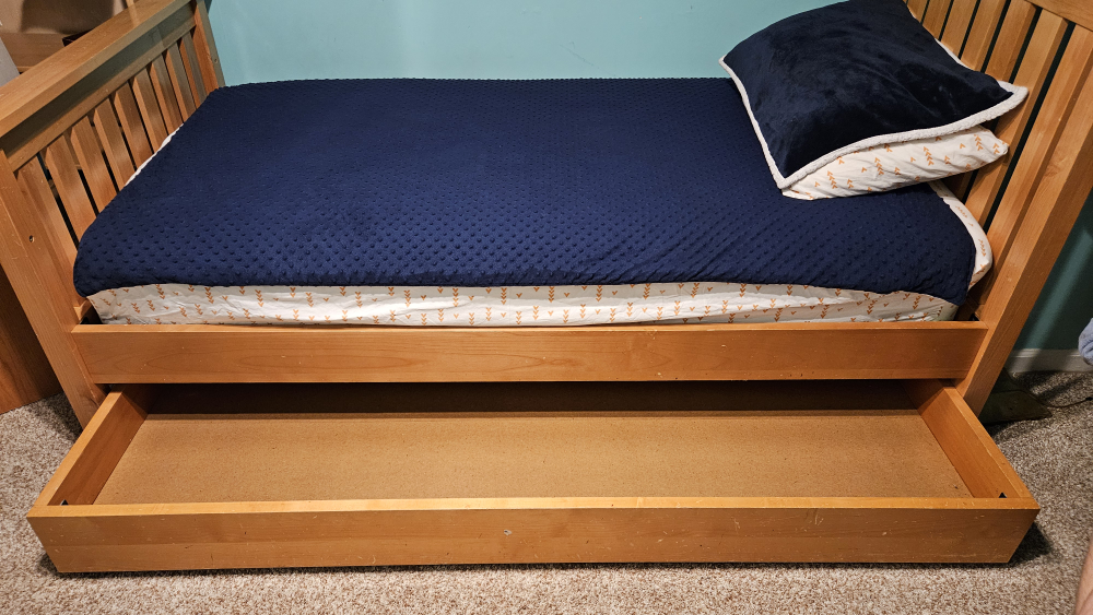 Twin Land of Nod Bed Frame with Pull Out Trundle