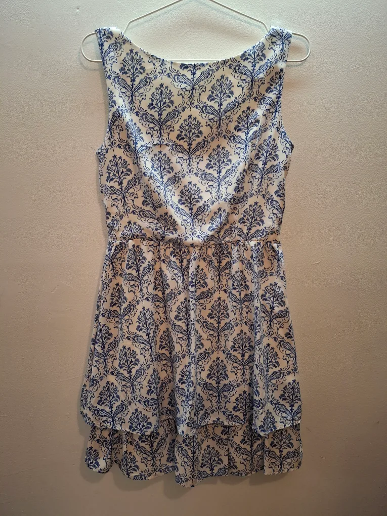 Maude Blue & White Patterned Dress thumbnail