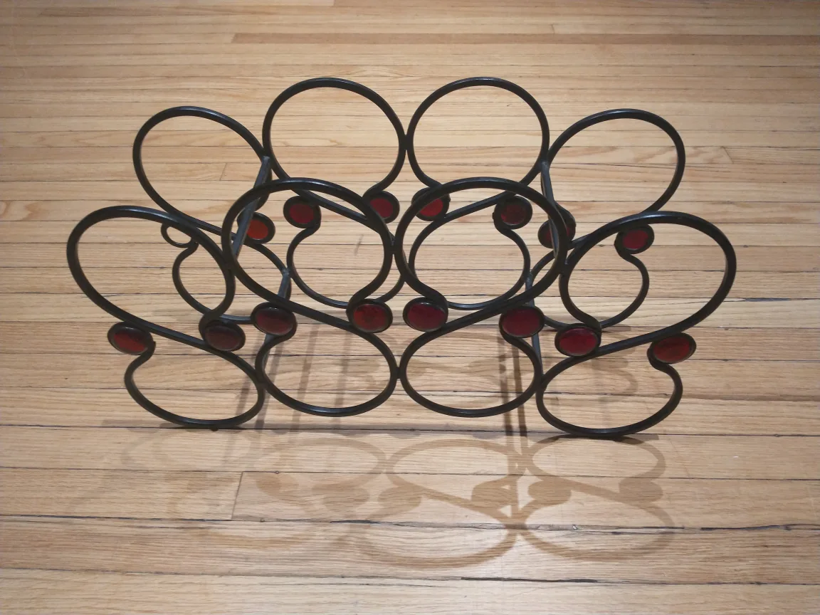 Unique black metal wine bottle rack thumbnail