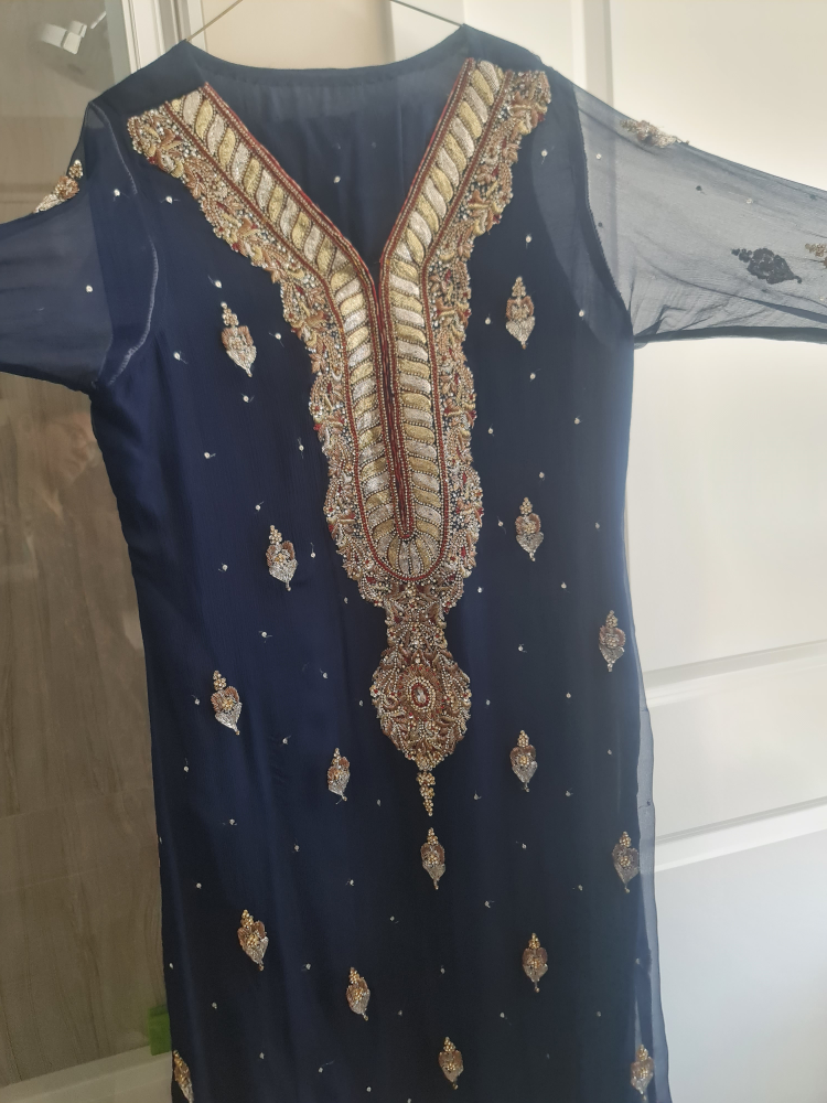 Blue Embroidered Suit
