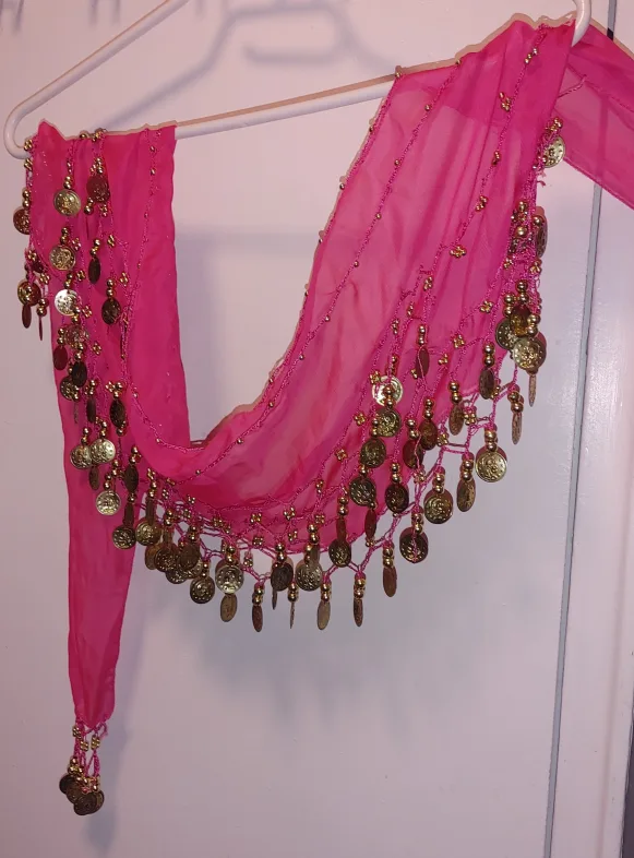 Two (2) Belly Dancing Hip Scarves - Purple, Pink image indicator(5)