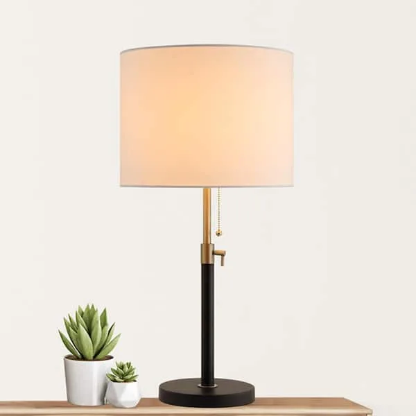 Matte Black and Antique Brass Adjustable Table Lamp thumbnail